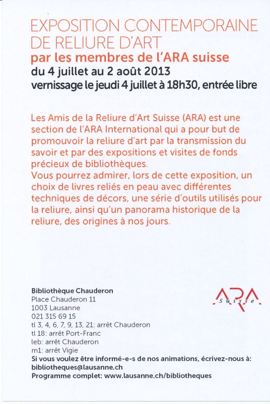 Affiche exposition contemporaine de reliure d'art